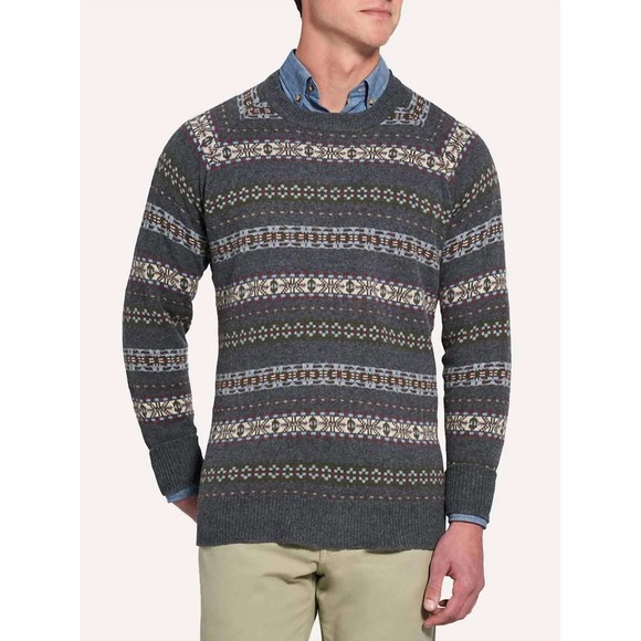 Peter Millar Other - Peter Millar Mountainside Fair Isle‎ Crew Neck Wool Blend Sweater Gray size XL